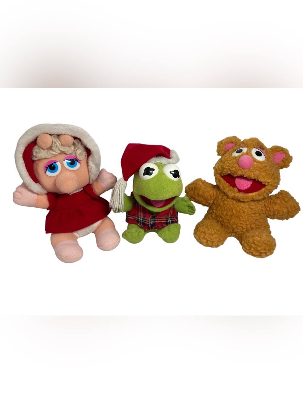 VTG Henson 1987 Christmas Muppets Baby Miss Piggy Kermit Frog Fozzie Bear Plush